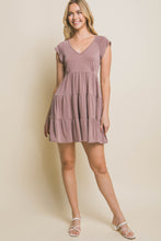 Load image into Gallery viewer, Love Tree V-Neck Cap Sleeve Tiered Mini Dress
