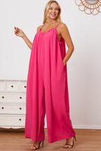 Load image into Gallery viewer, Double Take Full Size Ruffle Trim Tie Back Cami Jumpsuit with Pockets
