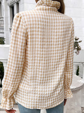 Load image into Gallery viewer, Frill Ruffled Plaid Long Sleeve Shirt
