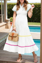 Load image into Gallery viewer, Contrast Trim Button Up Short Sleeve Dress
