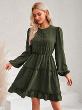 Load image into Gallery viewer, Swiss Dot Lace Trim Balloon Sleeve Dress
