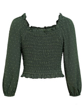 Load image into Gallery viewer, Swiss Dot Smocked Frill Trim Blouse
