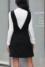 Load image into Gallery viewer, Button Front Mini Dress Plunge Neckline
