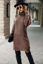 Load image into Gallery viewer, Turtleneck Dropped Shoulder Mini Sweater Dress DIBS MINI
