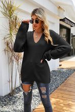 Load image into Gallery viewer, Rib-Knit V-Neck Tunic Sweater
