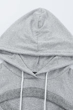 Load image into Gallery viewer, Cutout Ribbed Trim Drawstring Hoodie

