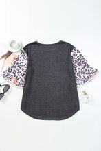Load image into Gallery viewer, Leopard Flounce Sleeve Round Neck Top
