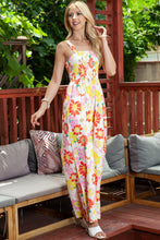 Load image into Gallery viewer, Floral Square Neck Smocked Wide Leg Jumpsuit
