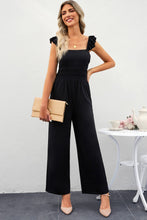 Load image into Gallery viewer, Smocked Square Neck Wide Leg Jumpsuit with Pockets
