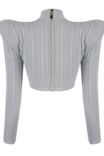 Load image into Gallery viewer, Padded Shoulder Strip Detail Crop Top
