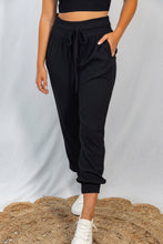 Load image into Gallery viewer, White Birch Full Size Drawstring Waist Rib-Knit Joggers with Pockets in Black
