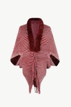 Load image into Gallery viewer, Striped Faux Fur Trim Open Front Cardigan
