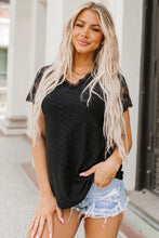 Load image into Gallery viewer, V-Neck Short Sleeve Lace Trim Blouse
