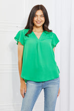Load image into Gallery viewer, Sew In Love Just For You Full Size Short Ruffled Sleeve length Top in Green

