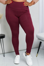 Load image into Gallery viewer, Zenana Ready to Roll Full Size Wide Waistband Pocket Leggings in Burgundy
