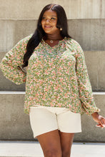 Load image into Gallery viewer, HEYSON She&#39;s Blossoming Full Size Balloon Sleeve Floral Blouse
