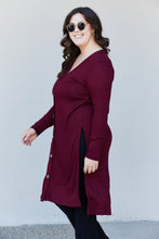Load image into Gallery viewer, Zenana Autumn Aura Full Size Ribbed Longline Cardigan in Dark Burgundy
