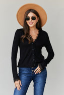 Zenana Lace Trim Long Sleeve Cardigan