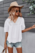 Load image into Gallery viewer, Swiss Dot V-Neck Flounce Sleeve Blouse
