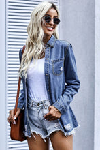 Load image into Gallery viewer, Distressed Snap Down Denim Jacket
