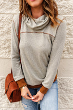 Load image into Gallery viewer, Contrast Cowl Neck Long Sleeve Top
