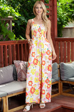Load image into Gallery viewer, Floral Square Neck Smocked Wide Leg Jumpsuit
