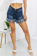 Judy Blue Full Size Ari Midrise Fringe Shorts