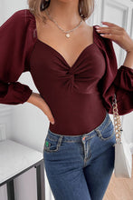 Load image into Gallery viewer, DIBS 1051 Twist Front Balloon Sleeve Bodysuit
