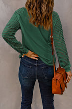 Load image into Gallery viewer, Sheer Striped Raglan Sleeve V-Neck Top
