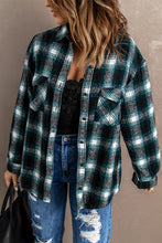 Load image into Gallery viewer, Plaid Curved Hem Button Down Shirt Jacket
