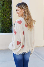 Load image into Gallery viewer, ADORA Full Size Heart Round Neck Distressed Sweater
