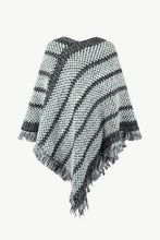 Load image into Gallery viewer, Heathered V-Neck Fringe Hem Poncho
