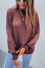 Load image into Gallery viewer, Spliced Lace Crochet Sleeve Sweater
