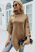 Load image into Gallery viewer, Handkerchief Hem Turtleneck Poncho Sweater
