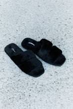 Load image into Gallery viewer, Qupid Faux Fur Slide Sandals in Black
