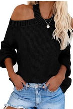 Load image into Gallery viewer, Cold Shoulder Cutout Back Rib-Knit Sweater
