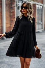 Load image into Gallery viewer, Tied Ruffle Collar Puff Sleeve Mini Dress
