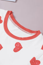 Load image into Gallery viewer, Heart Print Tee and Drawstring Shorts Loungewear Set
