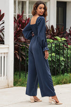 Load image into Gallery viewer, Smocked Long Flounce Sleeve Square Neck Jumpsuit

