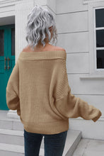 Load image into Gallery viewer, Off-Shoulder Ribbed Long Sleeve Pullover Sweater
