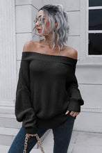 Load image into Gallery viewer, Off-Shoulder Ribbed Long Sleeve Pullover Sweater
