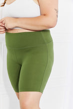 Load image into Gallery viewer, Zenana Fearless Full Size Brushed Biker Shorts in Olive
