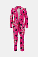 Load image into Gallery viewer, Polka Dot Floral Shawl Collar Blazer and Belted Pants Set

