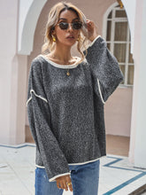 Load image into Gallery viewer, Dropped Shoulder Boat Neck Long Sleeve Sweater
