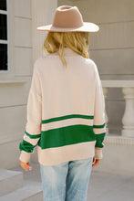Load image into Gallery viewer, Striped Half-Zip Collared Sweater
