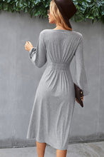 Load image into Gallery viewer, Decorative Buttons V-Neck Elastic Waist Knitted Dress
