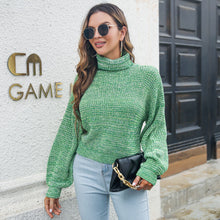 Load image into Gallery viewer, Heathered Balloon Sleeve Turtleneck Sweater
