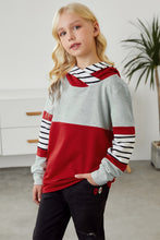 Load image into Gallery viewer, Girls Striped Color Block Hoodie
