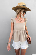 Load image into Gallery viewer, Flutter Sleeve Square Neck Peplum Top
