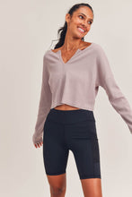 Load image into Gallery viewer, Light Waffle Knit V Detail Top In IRIS | DIBS 432
